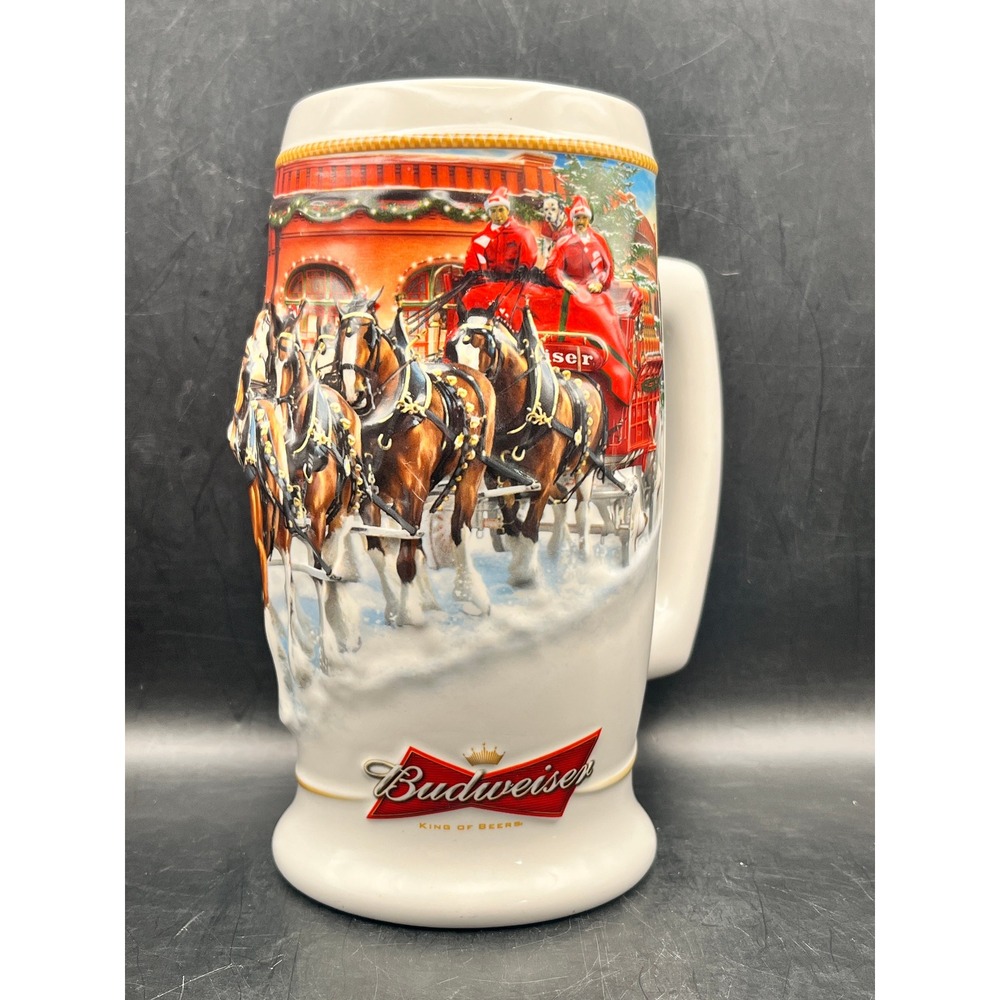 Budweiser 2006 Holiday Stein Sunset at Stables CS670 Clydesdale Beer Mug 7" 24oz